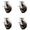 Service Caster 8 Inch Kingpinless High Temp Phenolic Wheel Swivel Caster Set with Brakes SCC SCC-KP30S820-PHRHT-SLB-4 - alternate 1